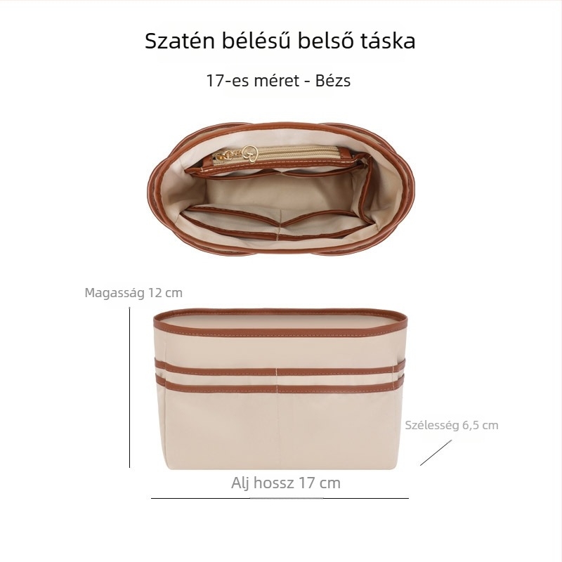 Tote táska belső szervező, univerzálisan illeszkedik, ultra könnyű, több zseb, pohártartó, satin bélés