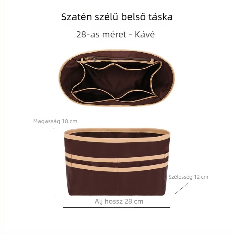 Tote táska belső szervező, univerzálisan illeszkedik, ultra könnyű, több zseb, pohártartó, satin bélés