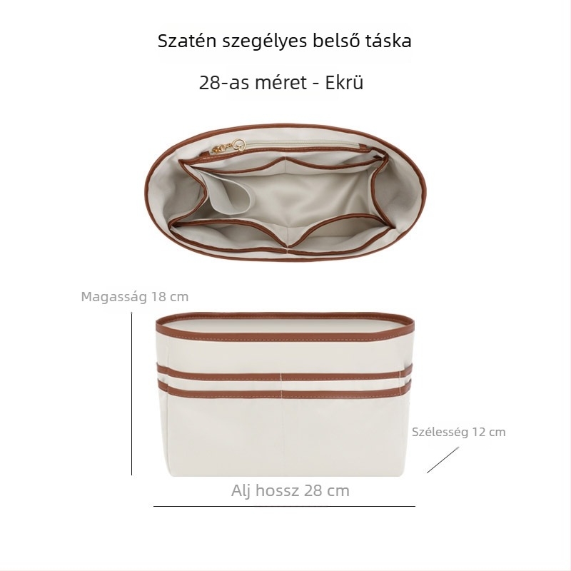 Tote táska belső szervező, univerzálisan illeszkedik, ultra könnyű, több zseb, pohártartó, satin bélés