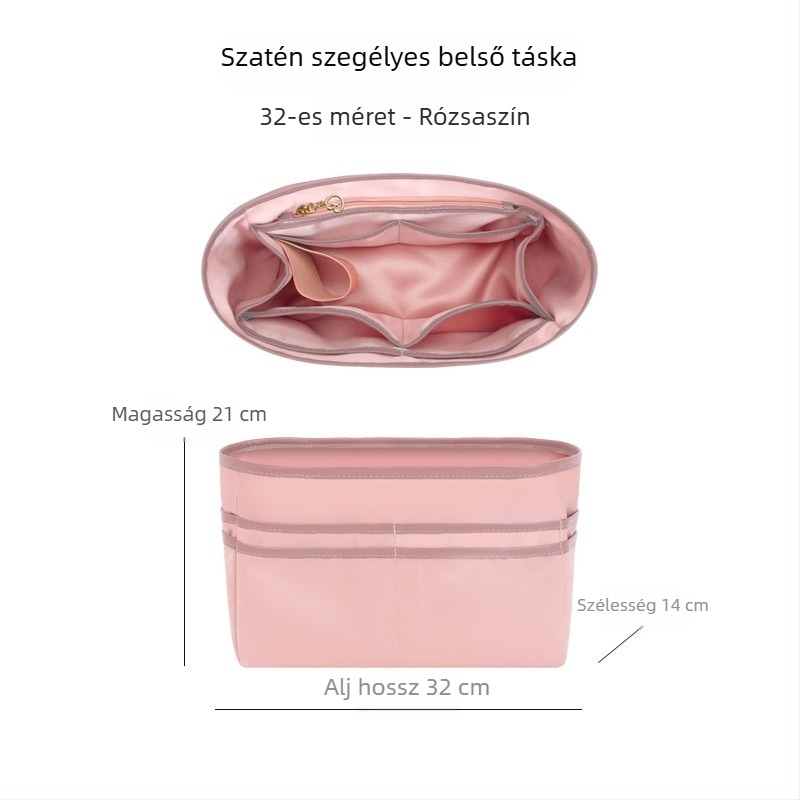 Tote táska belső szervező, univerzálisan illeszkedik, ultra könnyű, több zseb, pohártartó, satin bélés