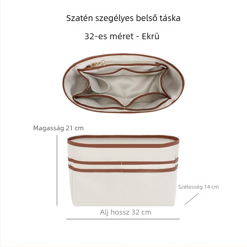 Tote táska belső szervező, univerzálisan illeszkedik, ultra könnyű, több zseb, pohártartó, satin bélés