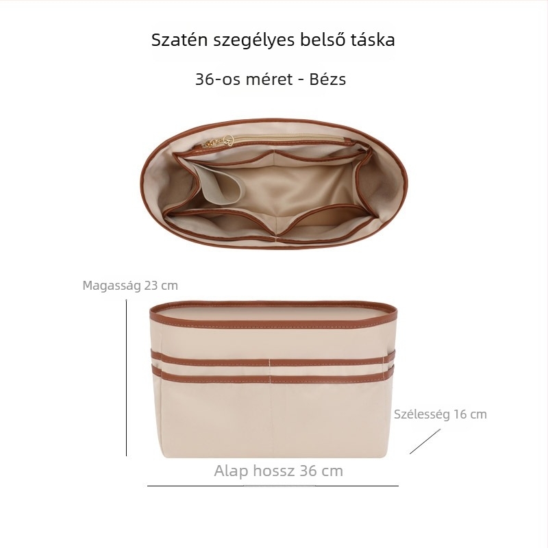 Tote táska belső szervező, univerzálisan illeszkedik, ultra könnyű, több zseb, pohártartó, satin bélés