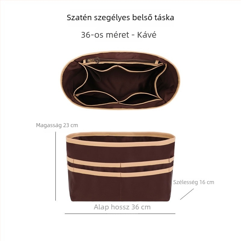 Tote táska belső szervező, univerzálisan illeszkedik, ultra könnyű, több zseb, pohártartó, satin bélés