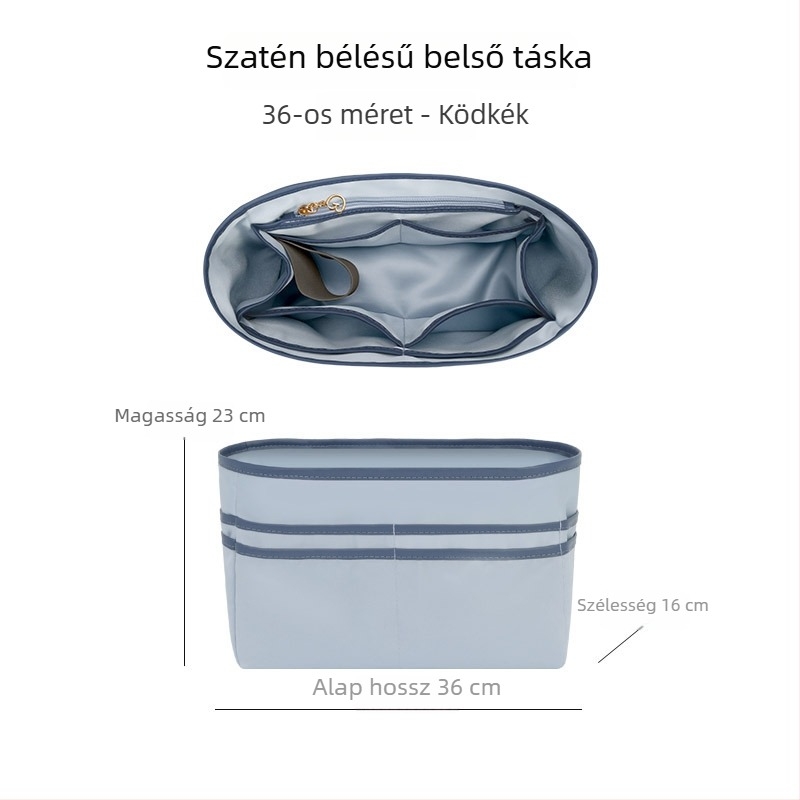 Tote táska belső szervező, univerzálisan illeszkedik, ultra könnyű, több zseb, pohártartó, satin bélés