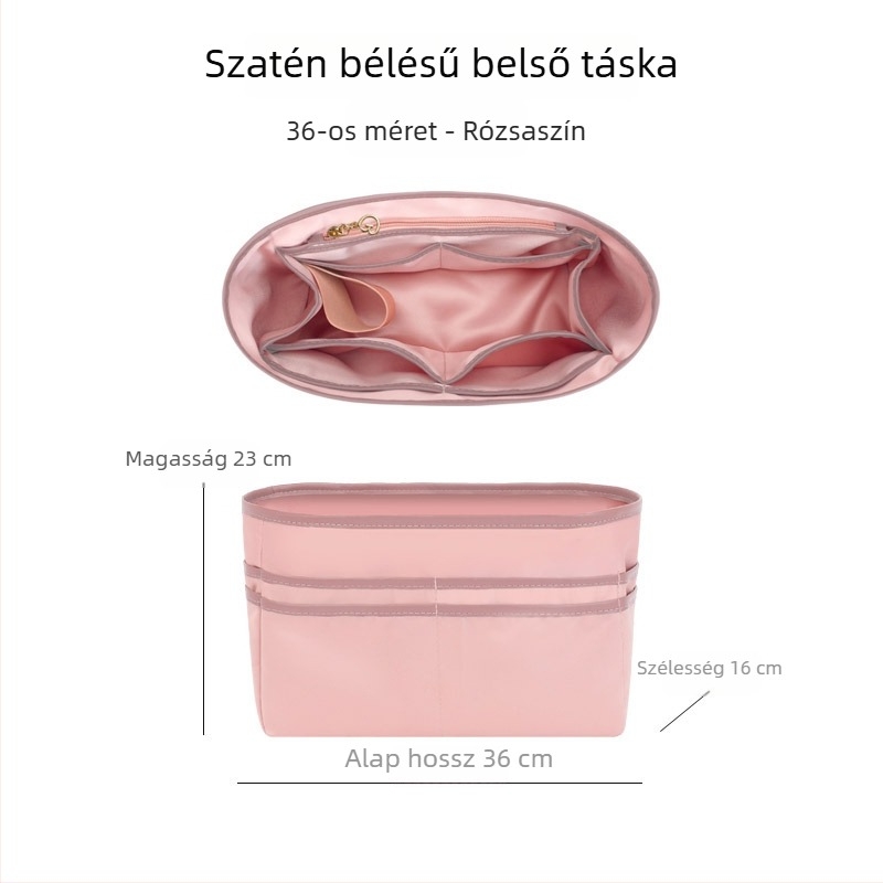 Tote táska belső szervező, univerzálisan illeszkedik, ultra könnyű, több zseb, pohártartó, satin bélés