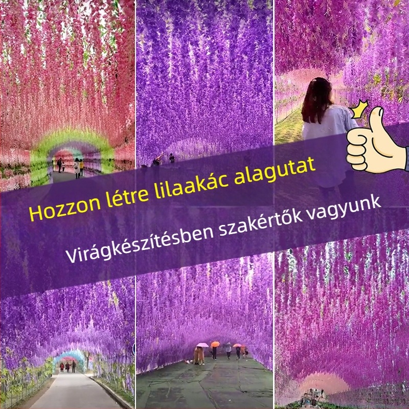 Mesterséges lilaakác – függő mennyezeti dekoráció, műanyag virágokkal, beltéri esküvői dekoráció