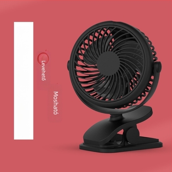 Mini USB-s asztali ventilátor kampóval, csendes, újratölthető, erőteljes légáram diákszobába