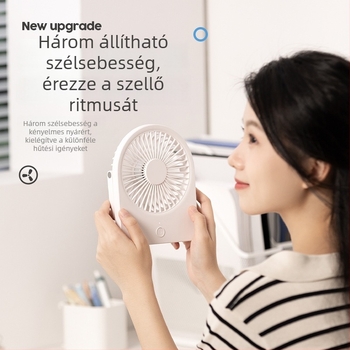 USB asztali ventilátor, ultra vékony, mini hordozható, 3-lapátos, beépített akkumulátorral, falra vagy asztalra szerelhető