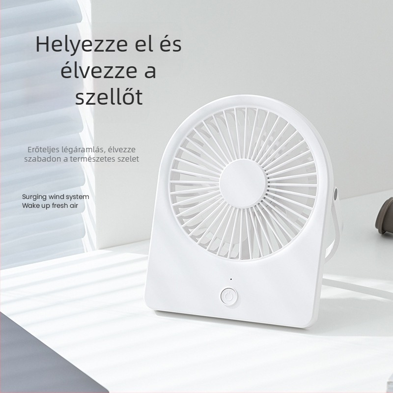 USB asztali ventilátor, ultra vékony, mini hordozható, 3-lapátos, beépített akkumulátorral, falra vagy asztalra szerelhető