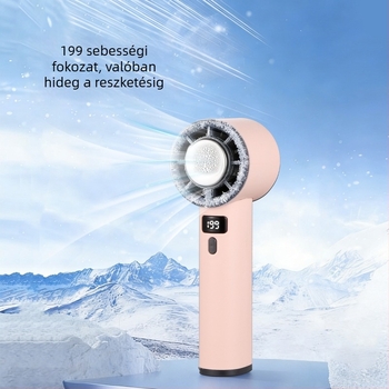 USB hordozható kéz- és asztali ventilátor jéghűtési funkcióval, 4 lapát, 4 sebesség, beépített akkumulátor 1000–1200 mAh