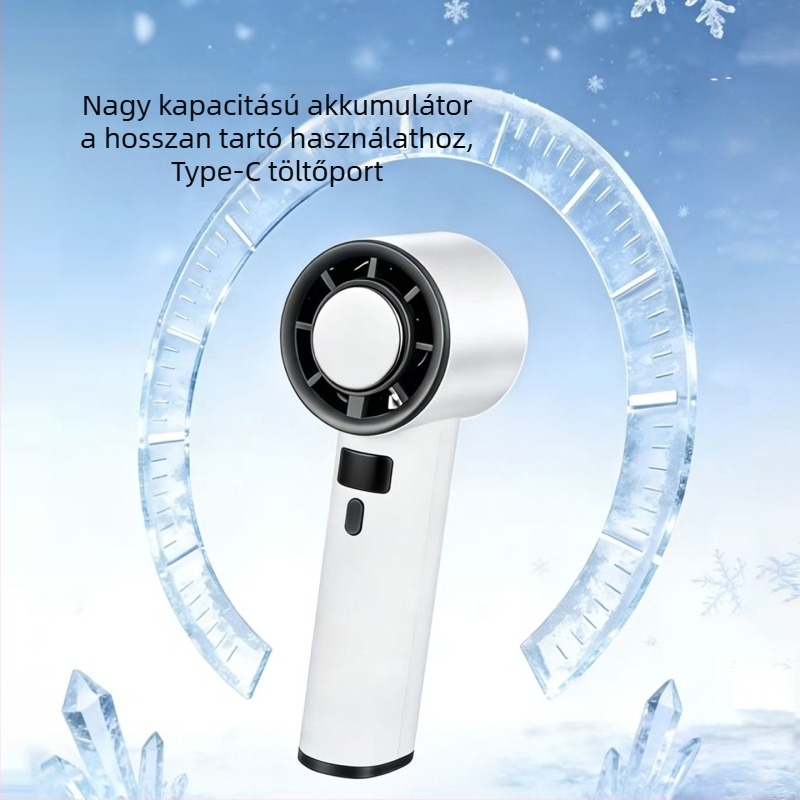 USB hordozható kéz- és asztali ventilátor jéghűtési funkcióval, 4 lapát, 4 sebesség, beépített akkumulátor 1000–1200 mAh