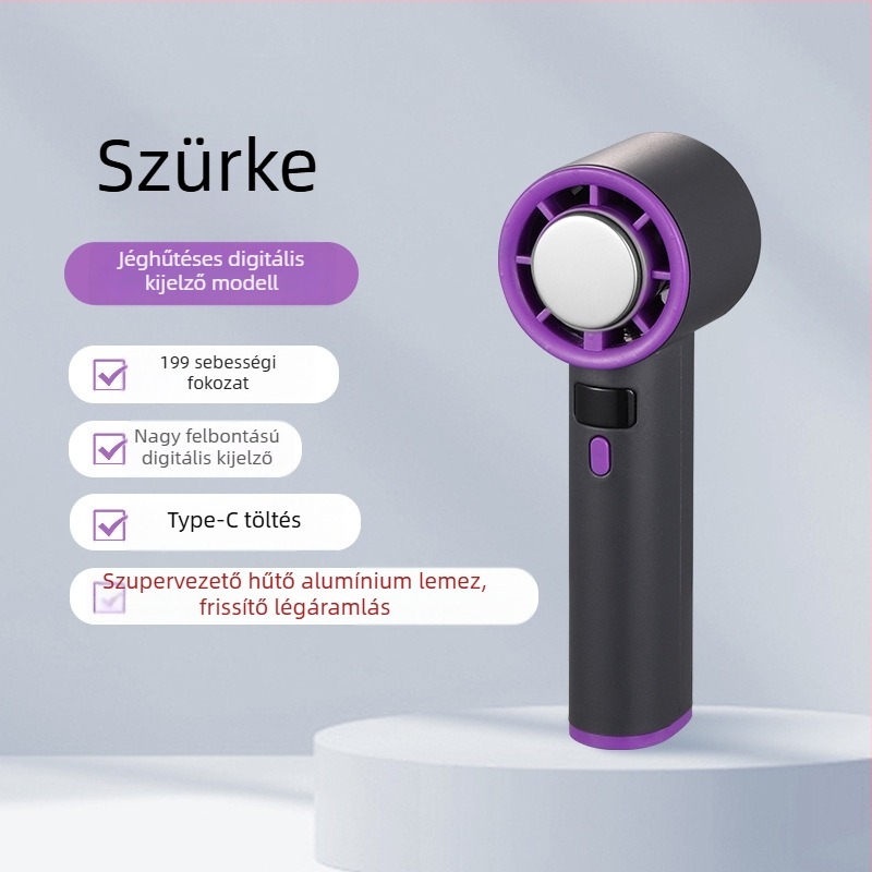 USB hordozható kéz- és asztali ventilátor jéghűtési funkcióval, 4 lapát, 4 sebesség, beépített akkumulátor 1000–1200 mAh