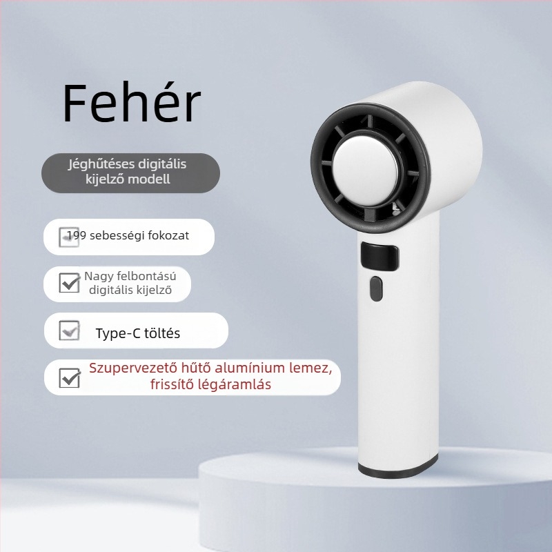 USB hordozható kéz- és asztali ventilátor jéghűtési funkcióval, 4 lapát, 4 sebesség, beépített akkumulátor 1000–1200 mAh