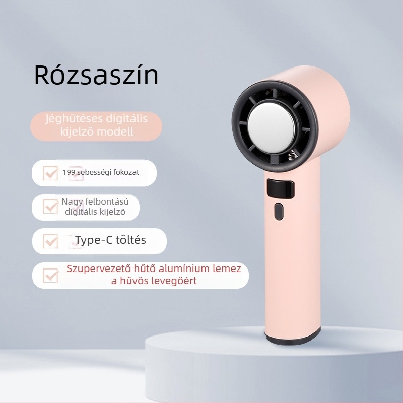 USB hordozható kéz- és asztali ventilátor jéghűtési funkcióval, 4 lapát, 4 sebesség, beépített akkumulátor 1000–1200 mAh