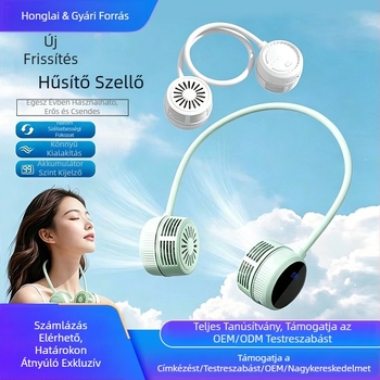 Összecsukható nyakventilátor, hordozható kültéri elektromos ventilátor, csendes, lapát nélküli mini ventilátor