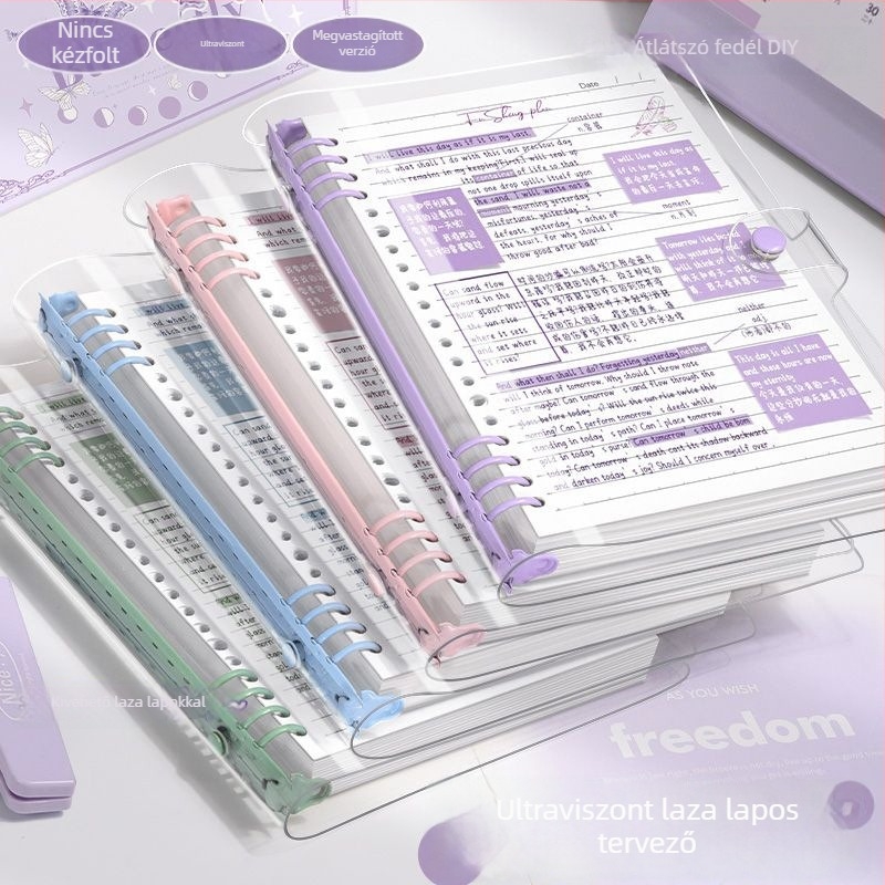 PVC puha burkolatú lazán fűzött jegyzetfüzet levehető burkolattal, B5 méret, A5 napló