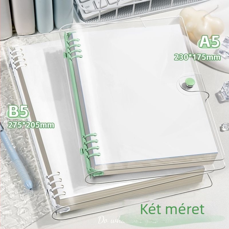 PVC puha burkolatú lazán fűzött jegyzetfüzet levehető burkolattal, B5 méret, A5 napló