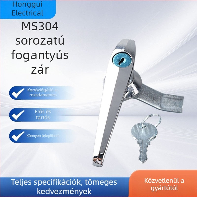 Honggui MS304 meghosszabbított zárfogantyújú mortise zár elektromos szekrényekhez, elosztó dobozokhoz és széfekhez