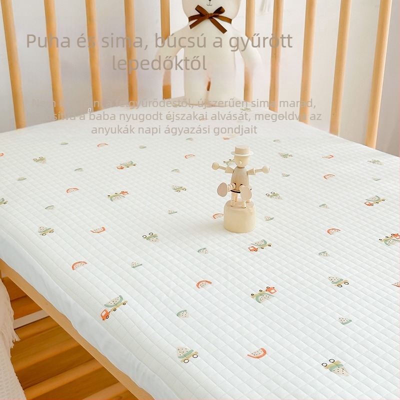 100% pamutból készült újszülött babának szánt ágyneműkészlet quiltelt matracvédővel és védőhuzattal, négy részes ágyneműkészlet babáknak és gyerekeknek