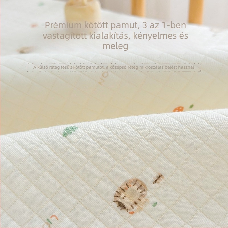 100% pamutból készült újszülött babának szánt ágyneműkészlet quiltelt matracvédővel és védőhuzattal, négy részes ágyneműkészlet babáknak és gyerekeknek