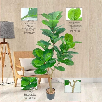 Nordic stílusú mesterséges fiddle-leaf fig fa, beltéri, nagy méretű álló fa, faldekorációhoz