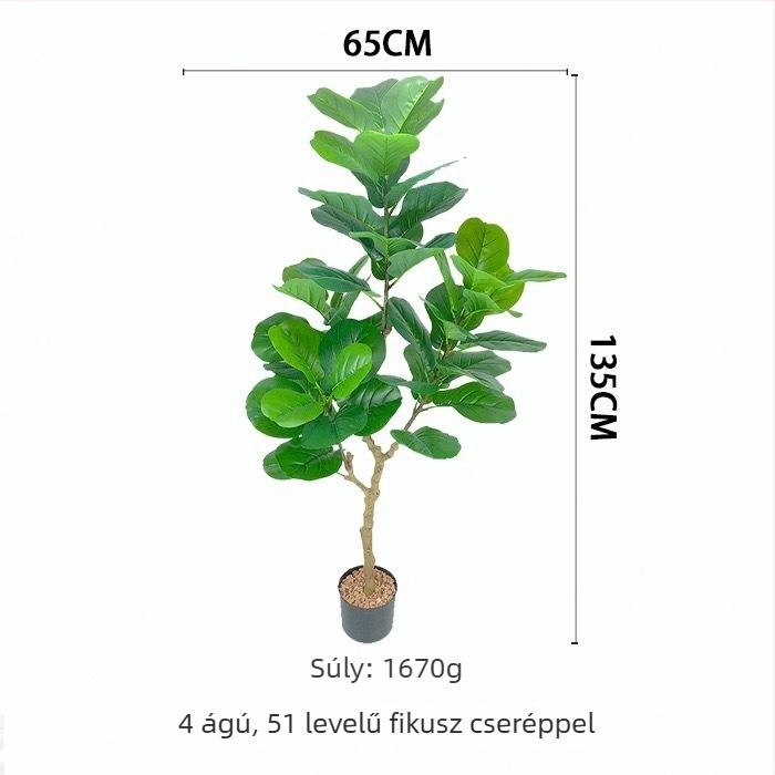 Nordic stílusú mesterséges fiddle-leaf fig fa, beltéri, nagy méretű álló fa, faldekorációhoz