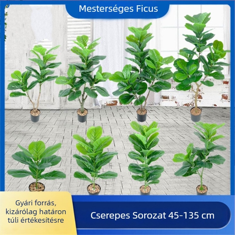 Nordic stílusú mesterséges fiddle-leaf fig fa, beltéri, nagy méretű álló fa, faldekorációhoz
