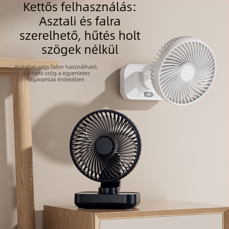 Asztali ventilátor fejforgással, kompakt USB-s mini ventilátor kollégiumi szobához, csendes működés, hosszú üzemidő