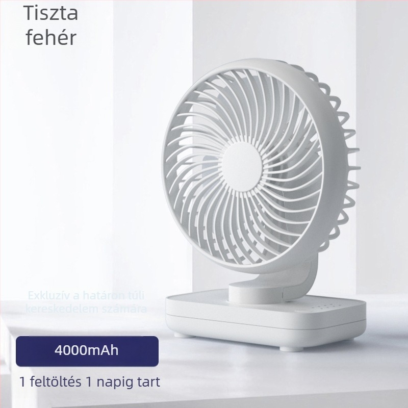 Asztali ventilátor fejforgással, kompakt USB-s mini ventilátor kollégiumi szobához, csendes működés, hosszú üzemidő
