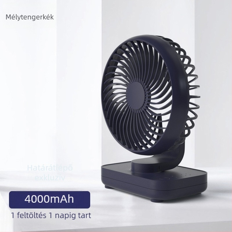 Asztali ventilátor fejforgással, kompakt USB-s mini ventilátor kollégiumi szobához, csendes működés, hosszú üzemidő