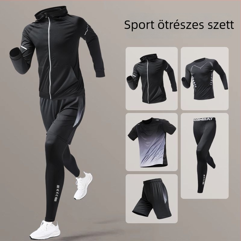 Uniszex futó- és téli sportfelszerelés-szett gyorsan száradó anyaggal, reggeli futásokhoz és kerékpározáshoz