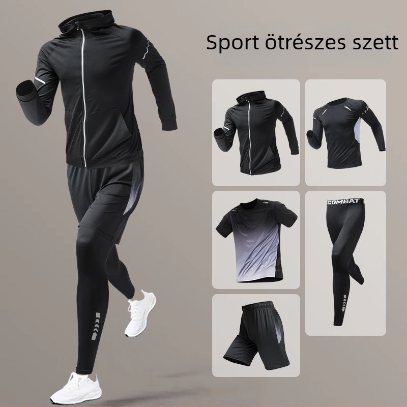 Uniszex futó- és téli sportfelszerelés-szett gyorsan száradó anyaggal, reggeli futásokhoz és kerékpározáshoz