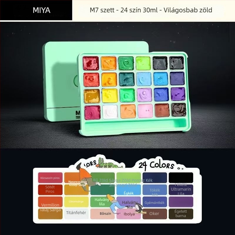 Mia gouache 24 színű, 30 ml-es művészeti készlet, hordozható kezdőcsomag M7