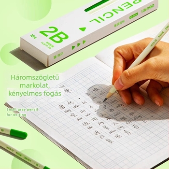 Deli háromszög alakú zöld HB/2B ceruza gyerekeknek, nem toxikus, törésálló, szemvédő, fa iskolai ceruza