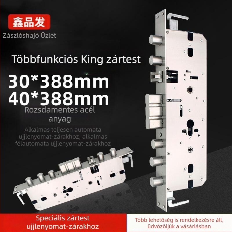 Készleten: multifunkcionális zártest rozsdamentes acélból, ujjlenyomat-zártest, teljes acél mechanikus ajtózár, 40×388 mm