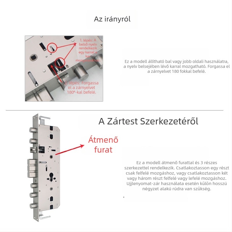 Készleten: multifunkcionális zártest rozsdamentes acélból, ujjlenyomat-zártest, teljes acél mechanikus ajtózár, 40×388 mm