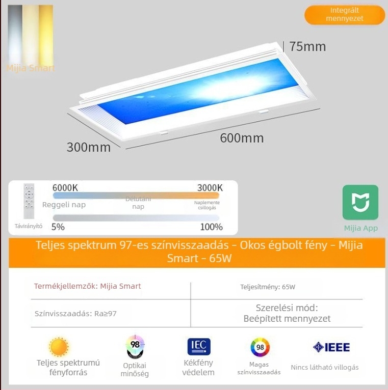 Beépített mennyezeti Sky Light lámpa konyha és fürdőszoba számára, kék égbolt fény