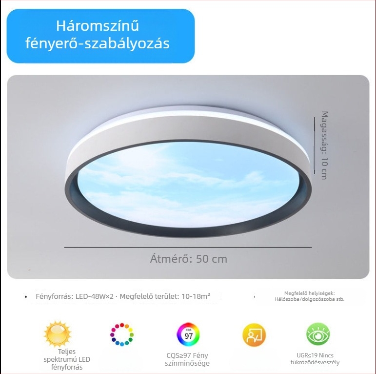 Beépített mennyezeti Sky Light lámpa konyha és fürdőszoba számára, kék égbolt fény