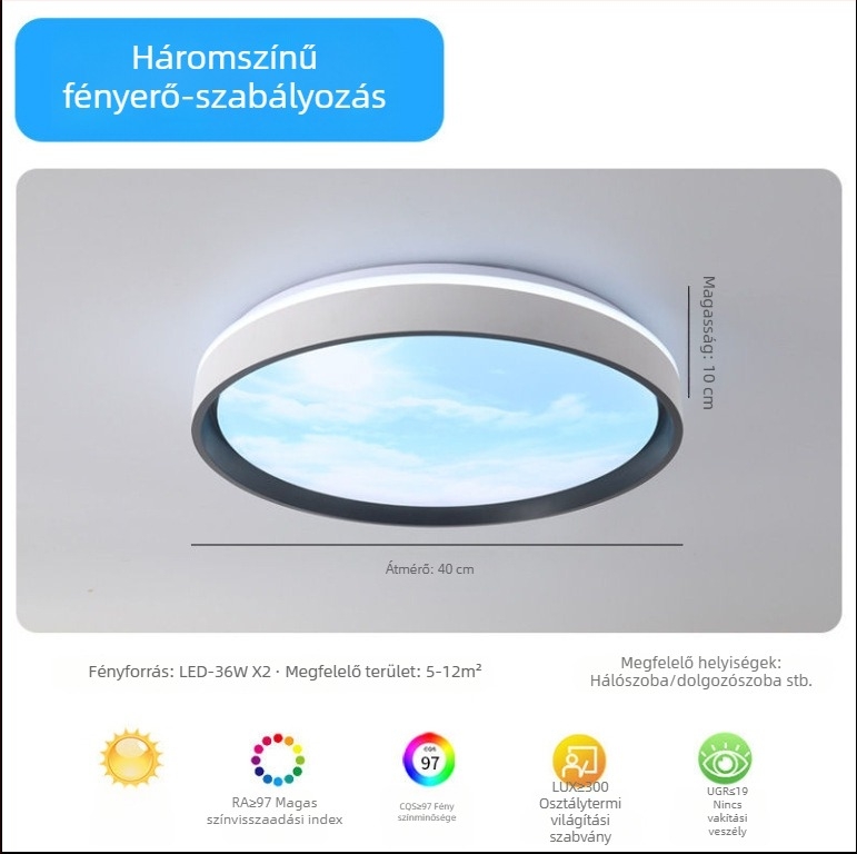 Beépített mennyezeti Sky Light lámpa konyha és fürdőszoba számára, kék égbolt fény