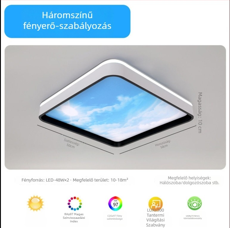 Beépített mennyezeti Sky Light lámpa konyha és fürdőszoba számára, kék égbolt fény