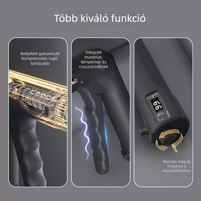 Fogáserő-edző készülék kéz- és ujjak számára, rehabilitáció és edzés, ujjnyomás-számlálóval