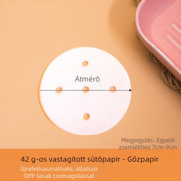 Élelmiszer-minőségű kör alakú, vastagított, kétoldalas egyszer használatos párolópapír szilikon bevonattal, nem tapad, otthoni használatra