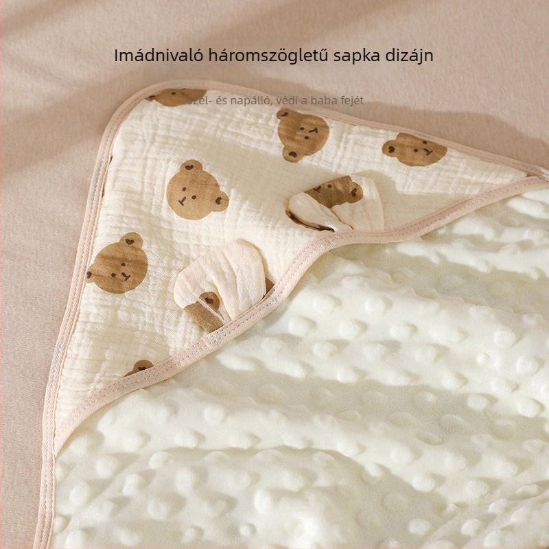 100% pamutból készült újszülött csomagoló kendő pöttyös mintával, négy évszakos használatra