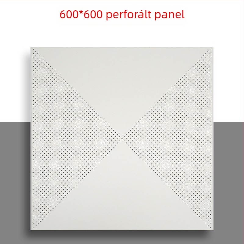 600x600 alumínium mennyezetpanel perforált mikrolyukakkal, integrált mennyezethez, irodák, iskolák és gyárak számára