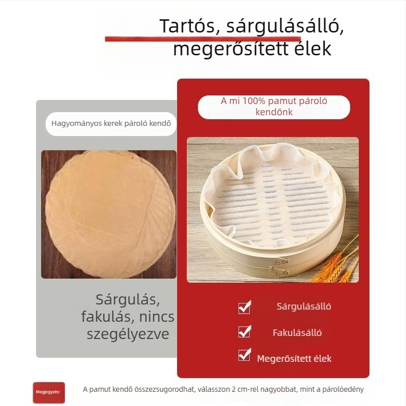 Nem tapadó gőzölő kendő otthoni használatra, 100% pamutból, vastított, gőzöléshez kenyérgombócokhoz, gőzölő matrac