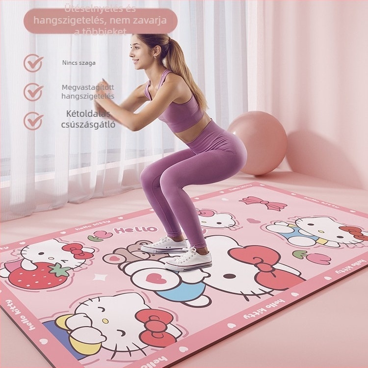 Otthoni használatra készült jóga matrac, csúszásmentes, zajcsökkentő és ütéscsillapító, edzésekhez ugrókötéllel, fitnesshez és tánchoz