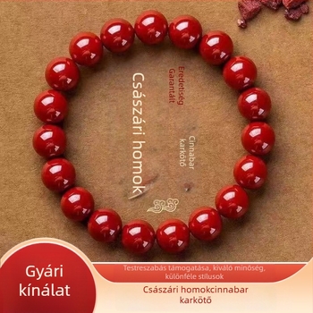 Természetes cinnabar karkötő császári vörös- és lila-arany homokkal, kígyóév kiadás, uniszex, eredeti dizájn.