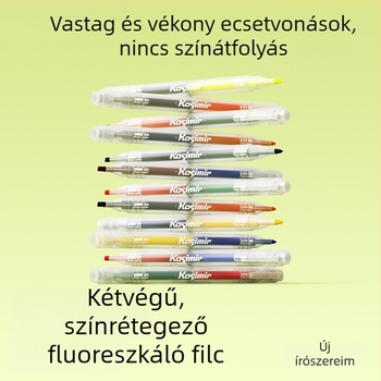 Kétoldalas, rétegezett színű fluoreszkáló jelölő toll szemvédővel, diákoknak, nagy kapacitás, gyors száradás