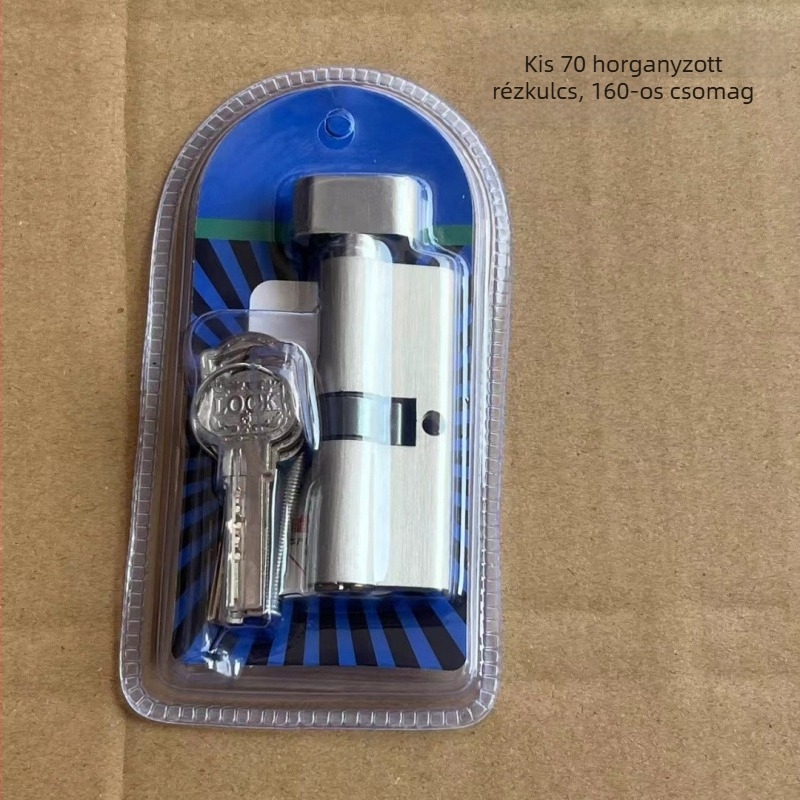 Belső, univerzális ajtózár-cilindere, 70 mm, anti-burgláris védelemmel, hálószoba ajtóhoz, réz-cink bevonatú zárkészlet