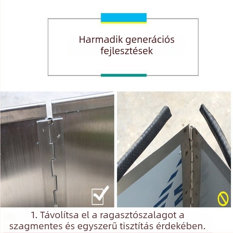 Rozsdamentes acélból készült olajvédő panel a konyhában, vastagított hőálló szigetelő lemez gáztűzhelyhez, könnyen tisztítható